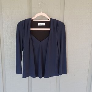 The Fold London  Women Navy Stretch Top Size 4 Pullover